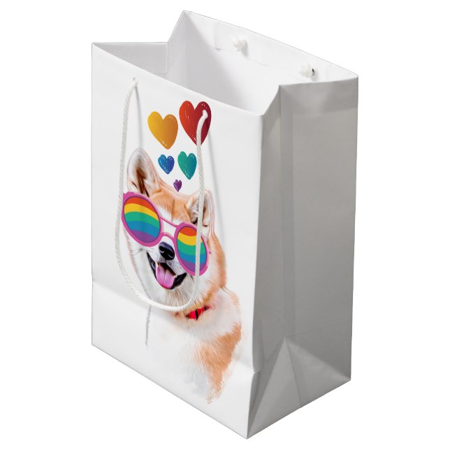 Akita Dog with Hearts Valentine's Day  Medium Gift Bag (Front Angled)