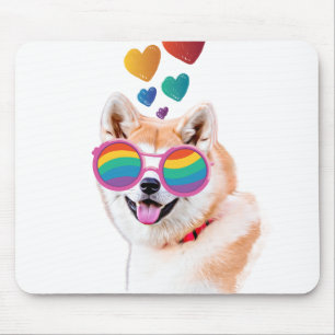 Akita Dog with Hearts Valentine's Day  Mouse Pad