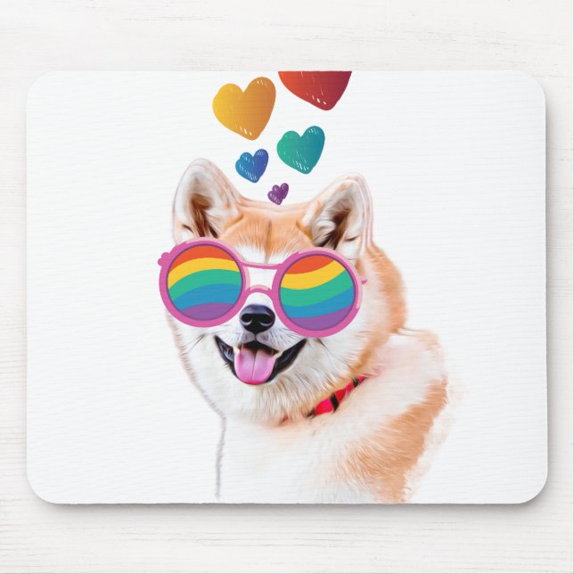 Akita Dog with Hearts Valentine's Day  Mouse Pad (Front)