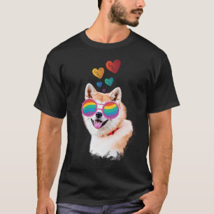 Akita Dog with Hearts Valentine's Day  T-Shirt