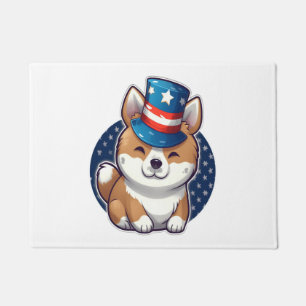 Akita dog with independence day  doormat