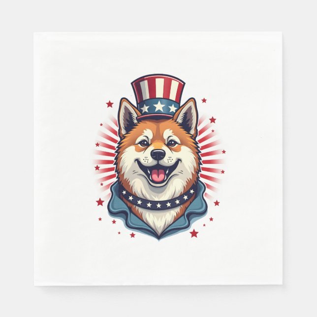 Akita dog with independence day  napkin (Front)