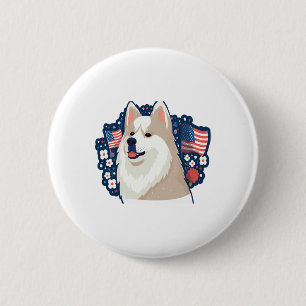 Akita dog with independence day theme 6 cm round badge