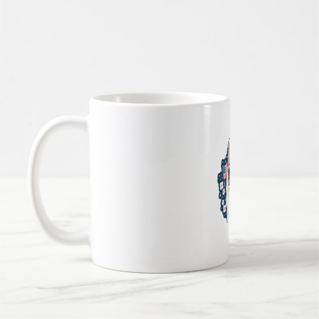 Akita dog with independence day theme coffee mug (Left)