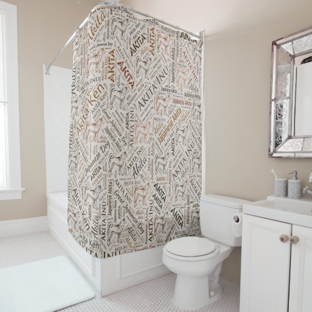 Akita dog Word Art Shower Curtain (In Situ)