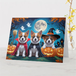 Akita Dogs Pumpkin Halloween Funny Card