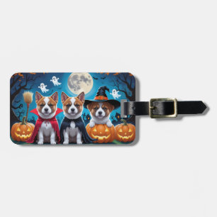 Akita Dogs Pumpkin Halloween Funny Luggage Tag