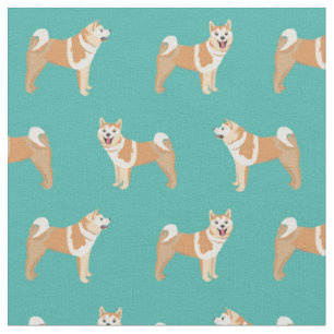 akita dogs turquoise fabric