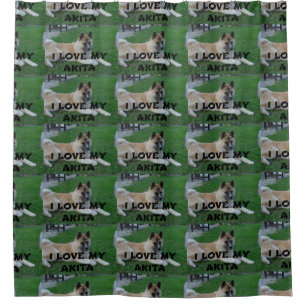 akita fawn laying love w pic shower curtain