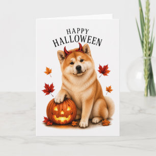 Akita Halloween Devil Dog Card