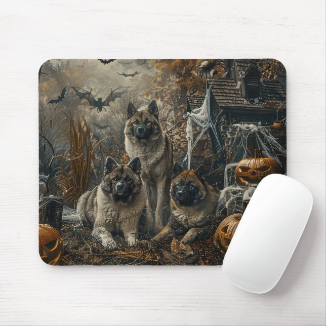 Akita Halloween Night Doggy Delight  Mouse Pad (With Mouse)