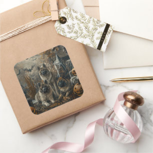 Akita Halloween Night Doggy Delight  Square Sticker