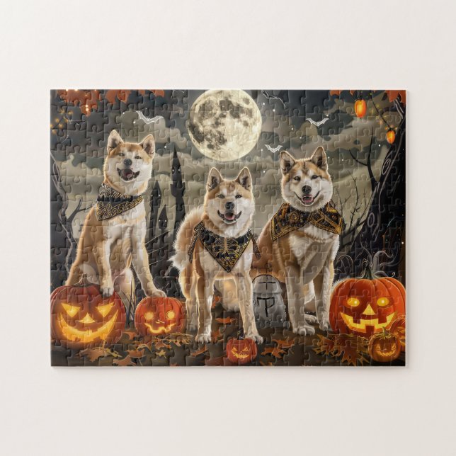 Akita Halloween Spooky Jigsaw Puzzle (Horizontal)