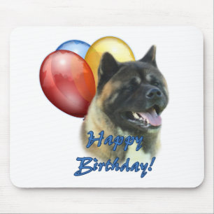 Akita Happy Birthday Balloons Mouse Pad