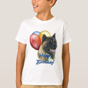 Akita Happy Birthday Balloons T-Shirt