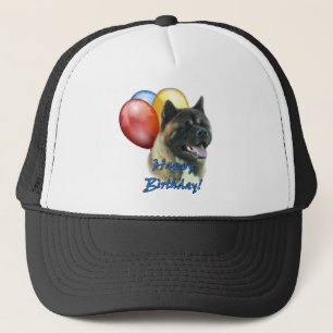 Akita Happy Birthday Balloons Trucker Hat