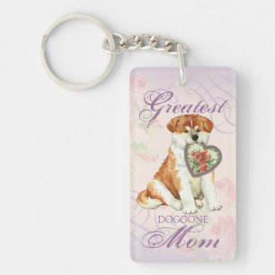 Akita Heart Mum Key Ring