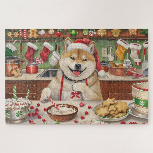 Akita Holiday Baking: Festive Christmas Jigsaw Puzzle (Horizontal)