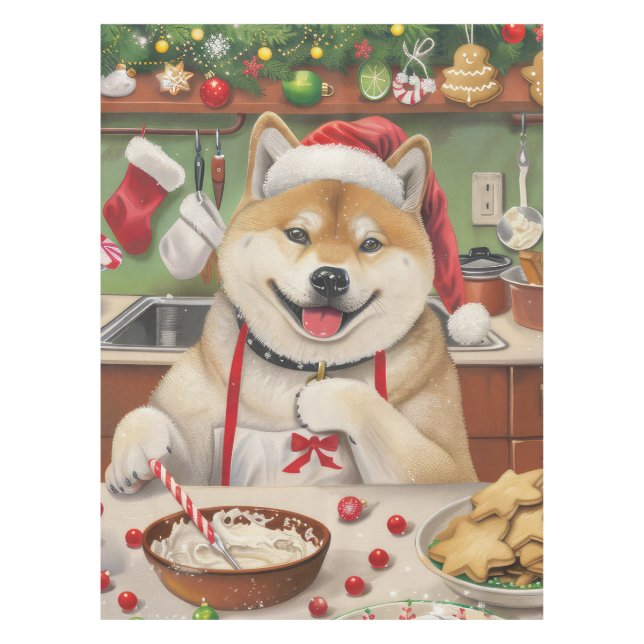 Akita Holiday Baking: Festive Christmas Tablecloth (Front)