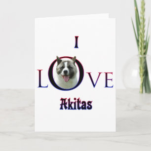 Akita I Love Holiday Card