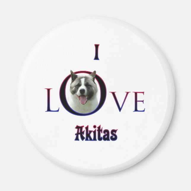 Akita I Love Magnet (Front)