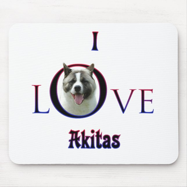 Akita I Love Mouse Pad (Front)