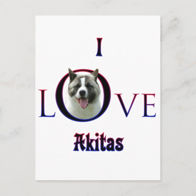 Akita I Love Postcard (Front)