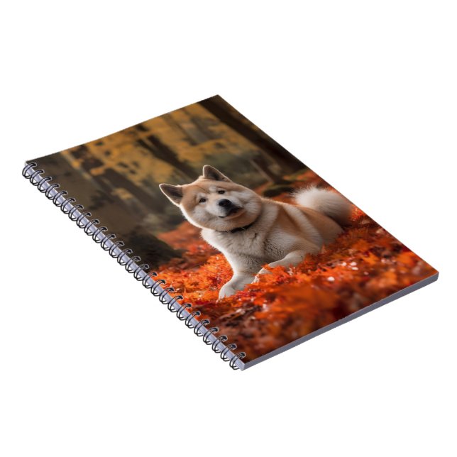 Akita in Autumn Leaves Fall Inspired Notebook (Right Side)