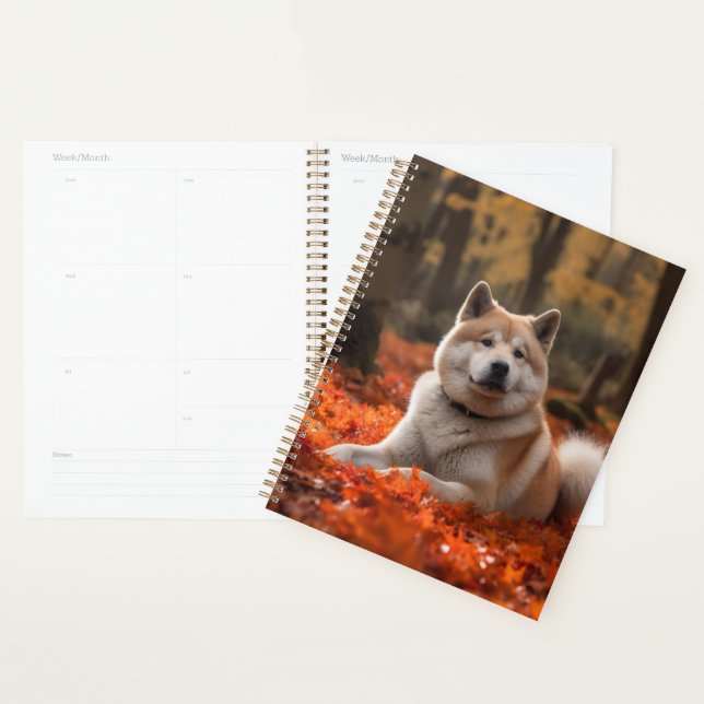 Akita in Autumn Leaves Fall Inspired Planner (Display)