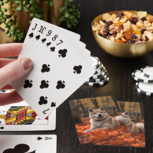 Akita in Autumn Leaves Fall Inspired Playing Cards
