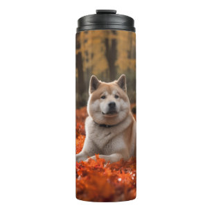 Akita in Autumn Leaves Fall Inspired Thermal Tumbler