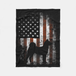 Akita Inu American Flag Patriotic 4th Of July Fleece Blanket