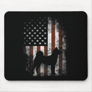 Akita Inu American Flag Patriotic 4th Of July Mouse Pad