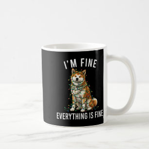 Akita Inu Christmas I'm Fine Everything Is Fine Coffee Mug