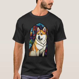 Akita Inu Colorful Stained Glass Pop  3 T-Shirt