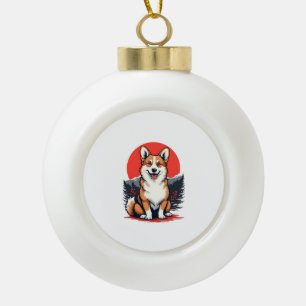 Akita Inu Dog Ceramic Ball Christmas Ornament