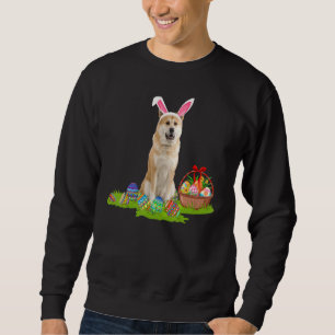 Akita Inu Dog Easter Egg Hunting Bunny Akita Inu E Sweatshirt