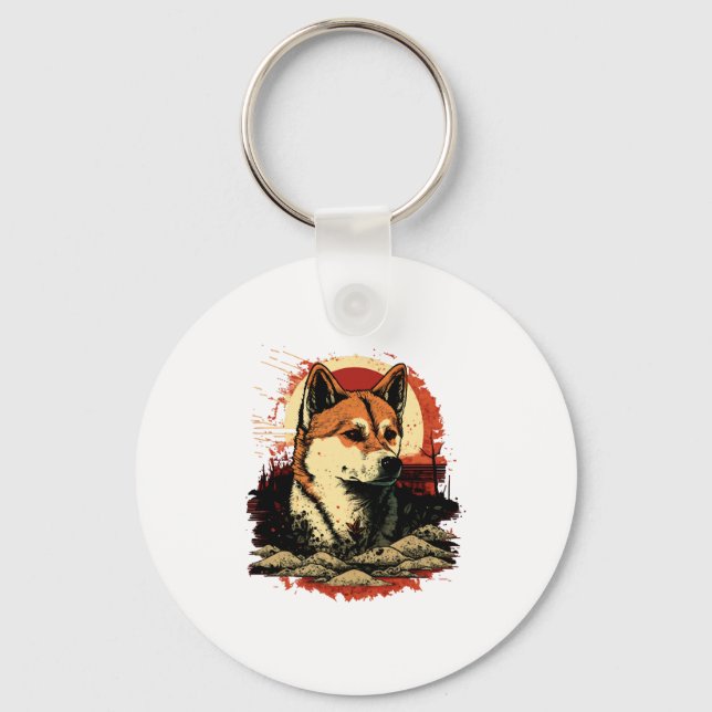 Akita Inu Dog Key Ring (Front)