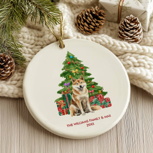 Akita Inu Dog Personalised Christmas Ceramic Ornament