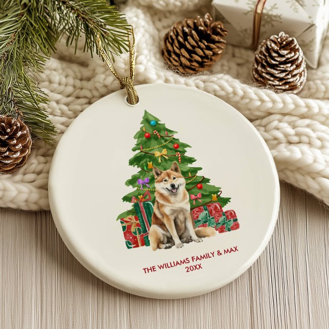 Akita Inu Dog Personalised Christmas Ceramic Ornament (Creator Uploaded)
