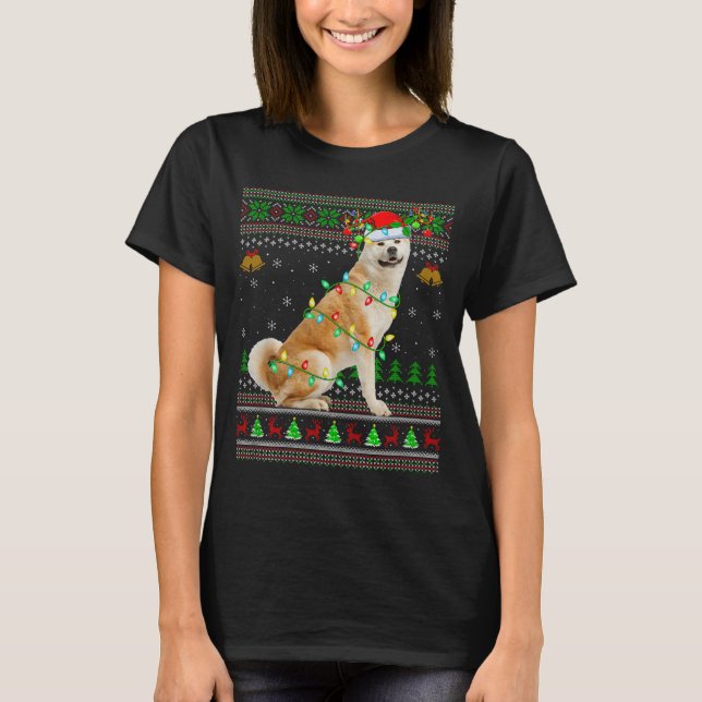 Akita Inu Dog Ugly Christmas Sweaters Holiday Sant (Front)