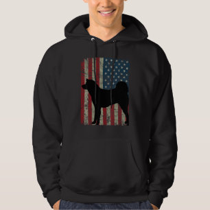 Akita Inu Dog Vintage American Flag 4th Of July Hoodie