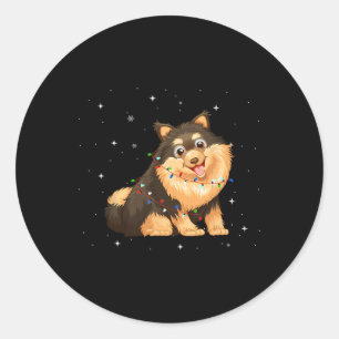 Akita Inu Dog Xmas Lights Santa Christmas Classic Round Sticker