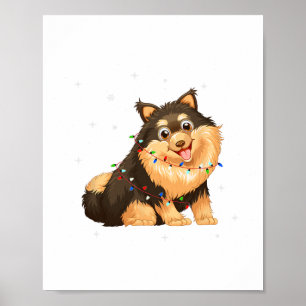 Akita Inu Dog Xmas Lights Santa Christmas  Poster