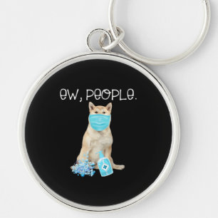 Akita inu ew people dog wearing a face mask gift key ring
