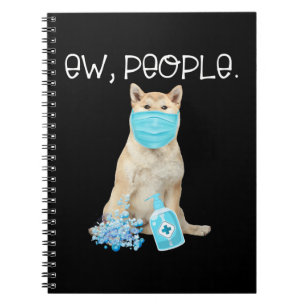 Akita inu ew people dog wearing a face mask gift notebook