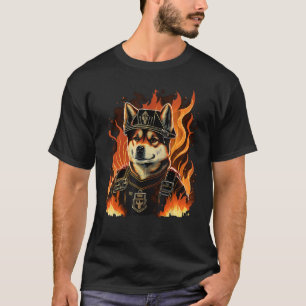 Akita Inu Fireman on Firefighter Akita Inu T-Shirt