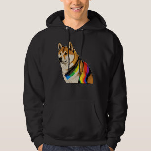 Akita Inu Gay Pride Dog LGBT Rainbow Flag on Akita Hoodie