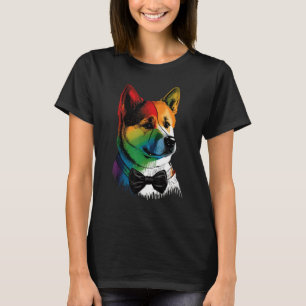 Akita Inu Gay Pride Dog LGBT Rainbow Flag on Akita T-Shirt
