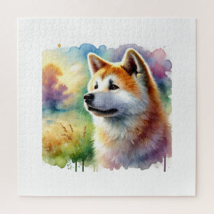 Akita Inu in Serenity 071124AREF139 - Watercolor Jigsaw Puzzle